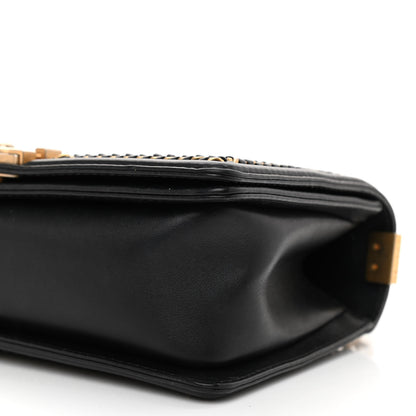 Chanel Calfskin Quilted Medium Boy Top Handle Flap Black 10 of 12