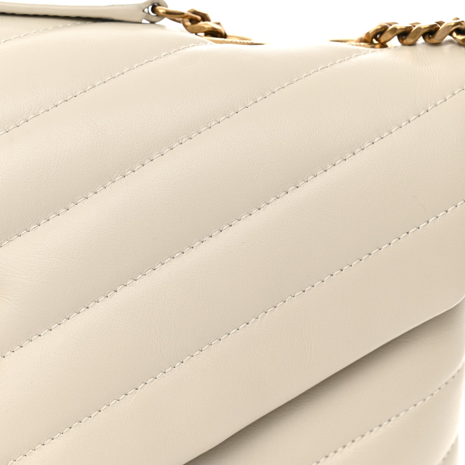 Saint Laurent Calfskin Y Quilted Monogram Medium Loulou Chain Satchel Crema Soft 14 of 15