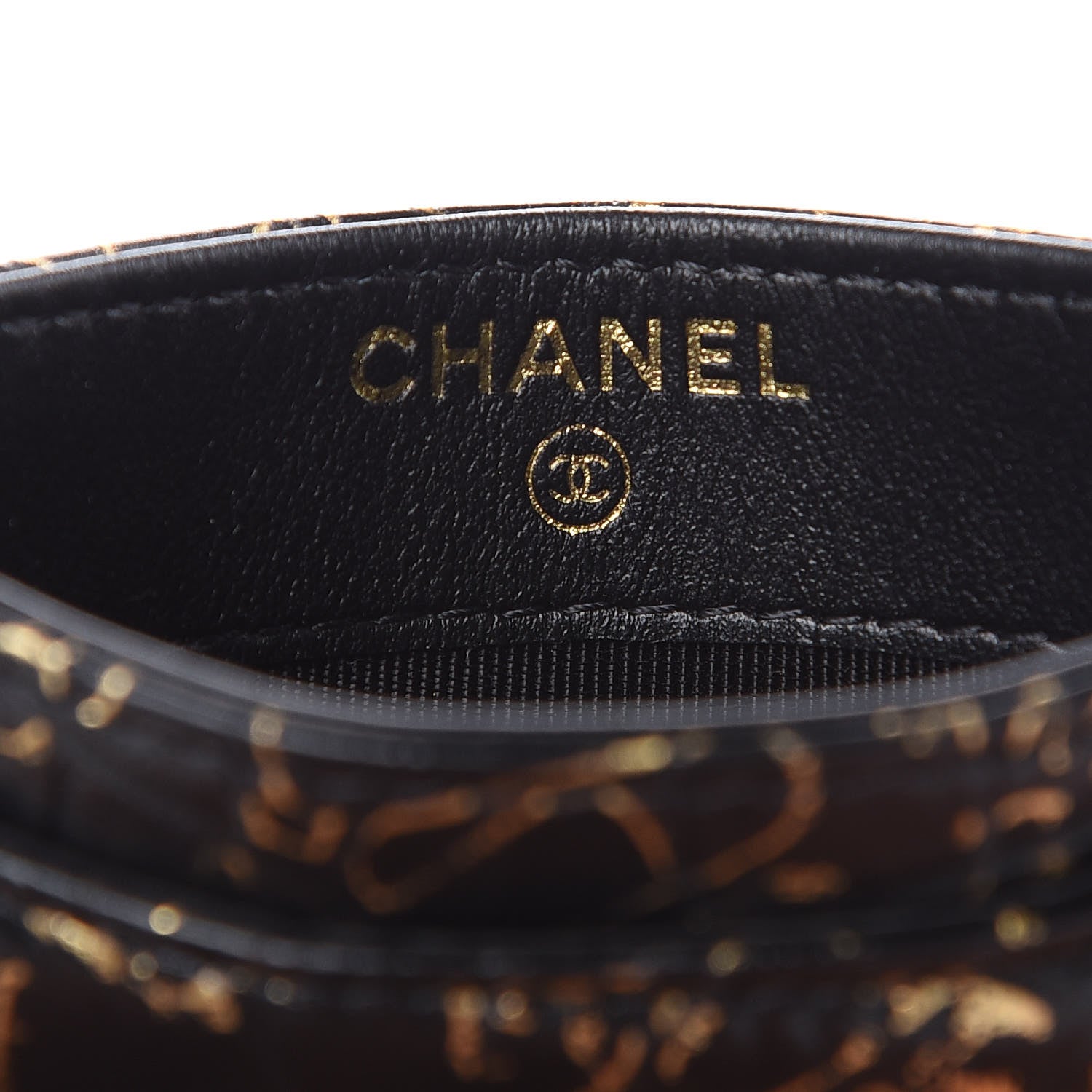 Chanel Calfskin Crocodile Embossed Graffiti 2.55 Cocodile Reissue Card Holder Black Gold 6 of 9