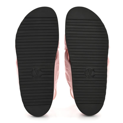 Louis Vuitton Lambskin Monogram Embossed Paseo Flat Comfort Sandals 37.5 Rose Clair 11 of 18