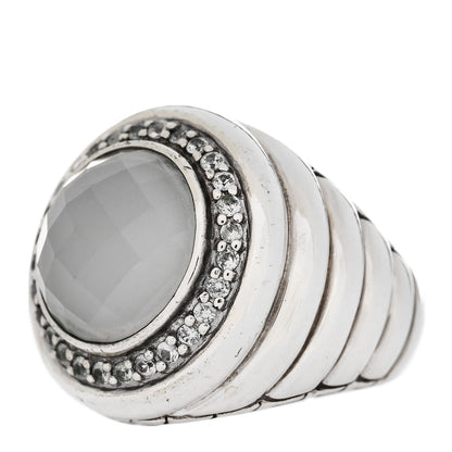 John Hardy Sterling Silver White Quartz White Sapphire Batu Bedeg Ring 52 6 3 of 7