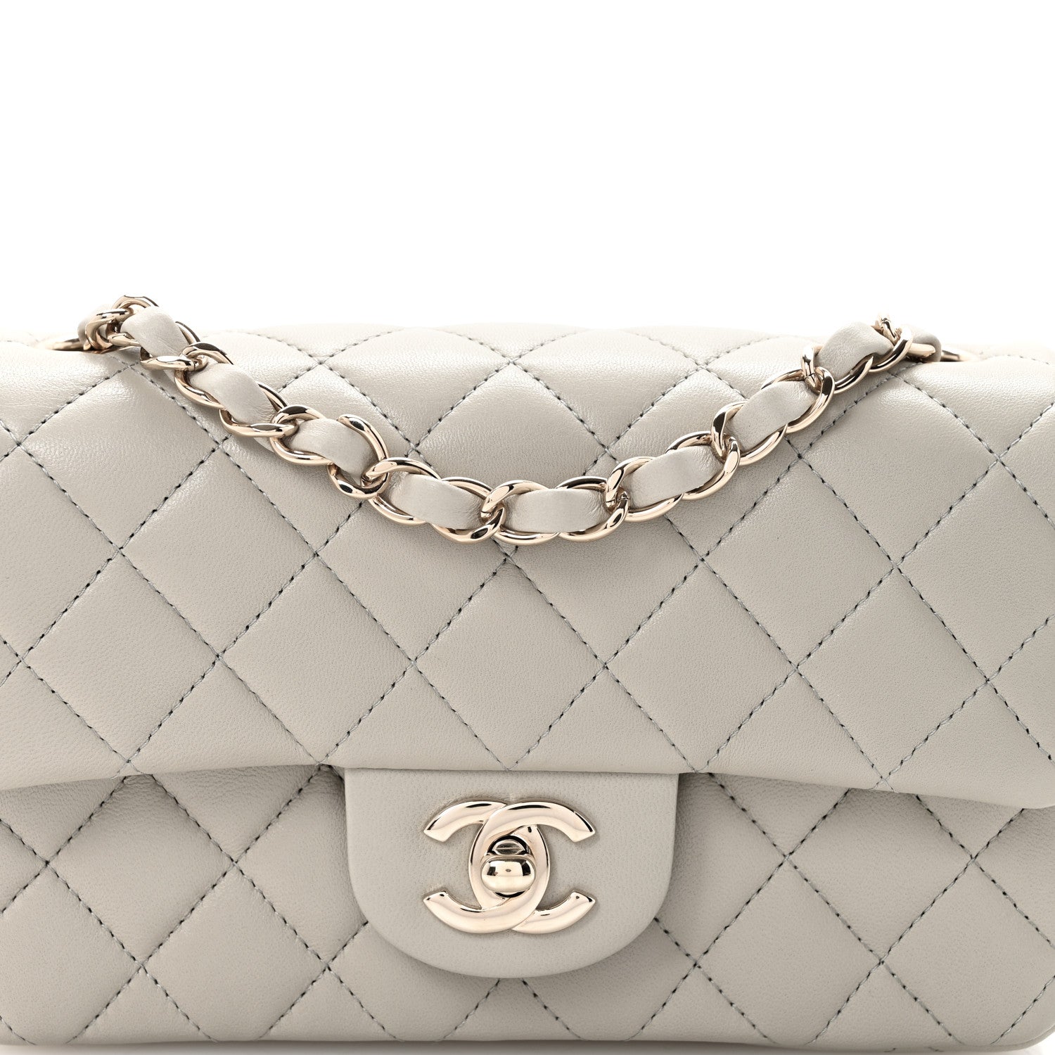 Chanel Lambskin Quilted Mini Rectangular Flap Grey 1783317
