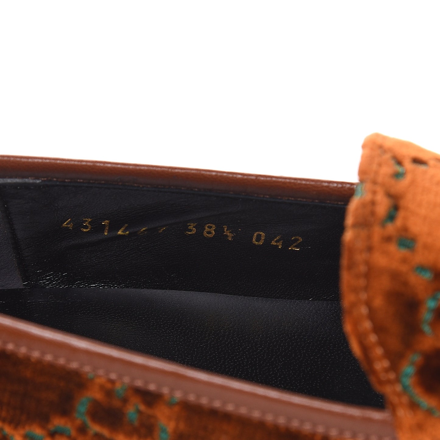 Velvet GG Monogram Horsebit Womens Jordaan Loafers 38.5 Cognac Green