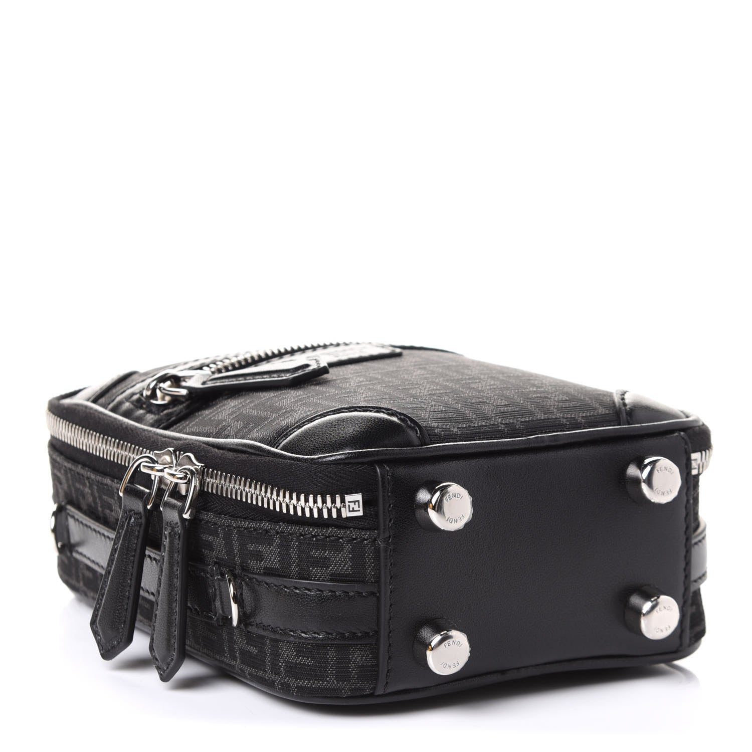 Fendi Recycled Fabric Jacquard Vitello Astro Micro FF Mini Trolley Bag Asfalto Black 5 of 11