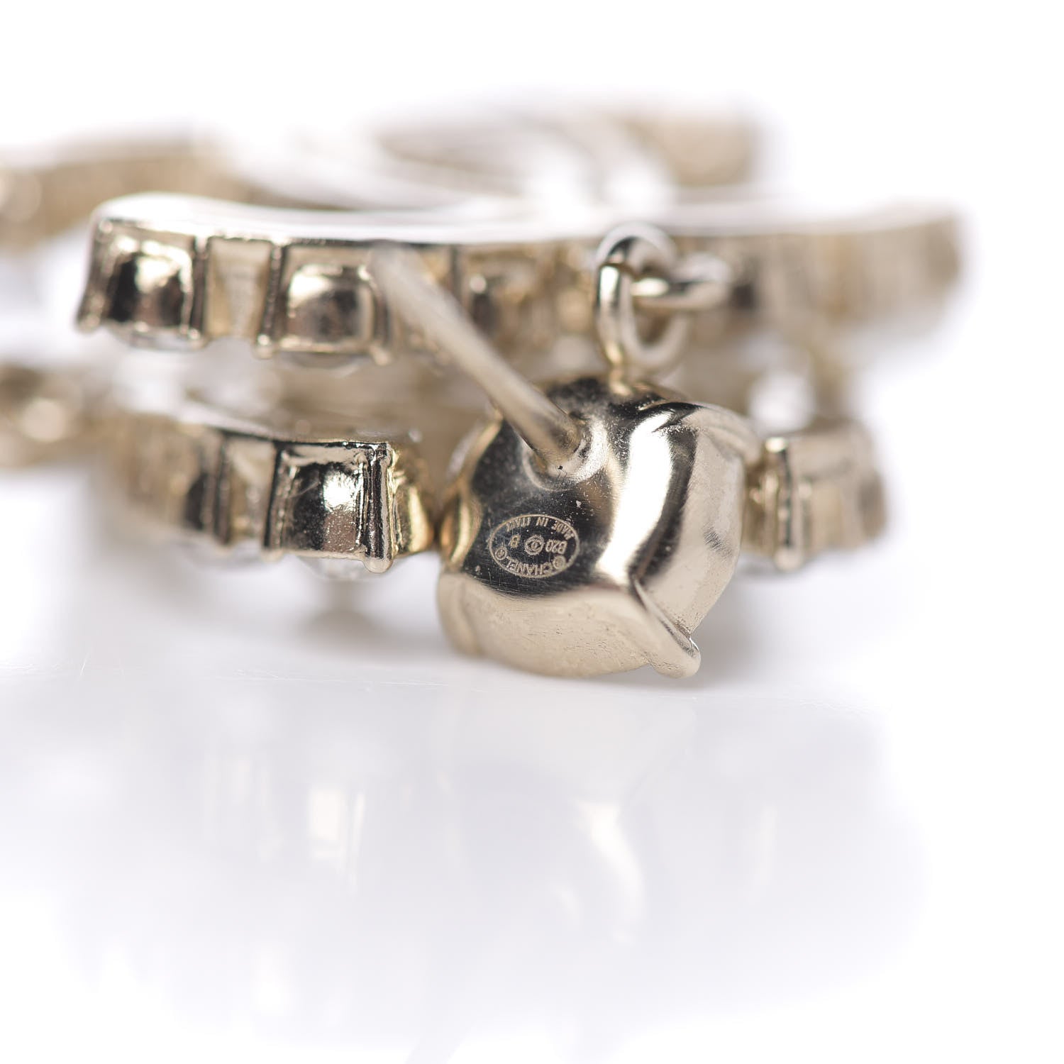 Chanel Crystal Pearl Dazzling Domino CC Drop Earrings Gold 3 of 3