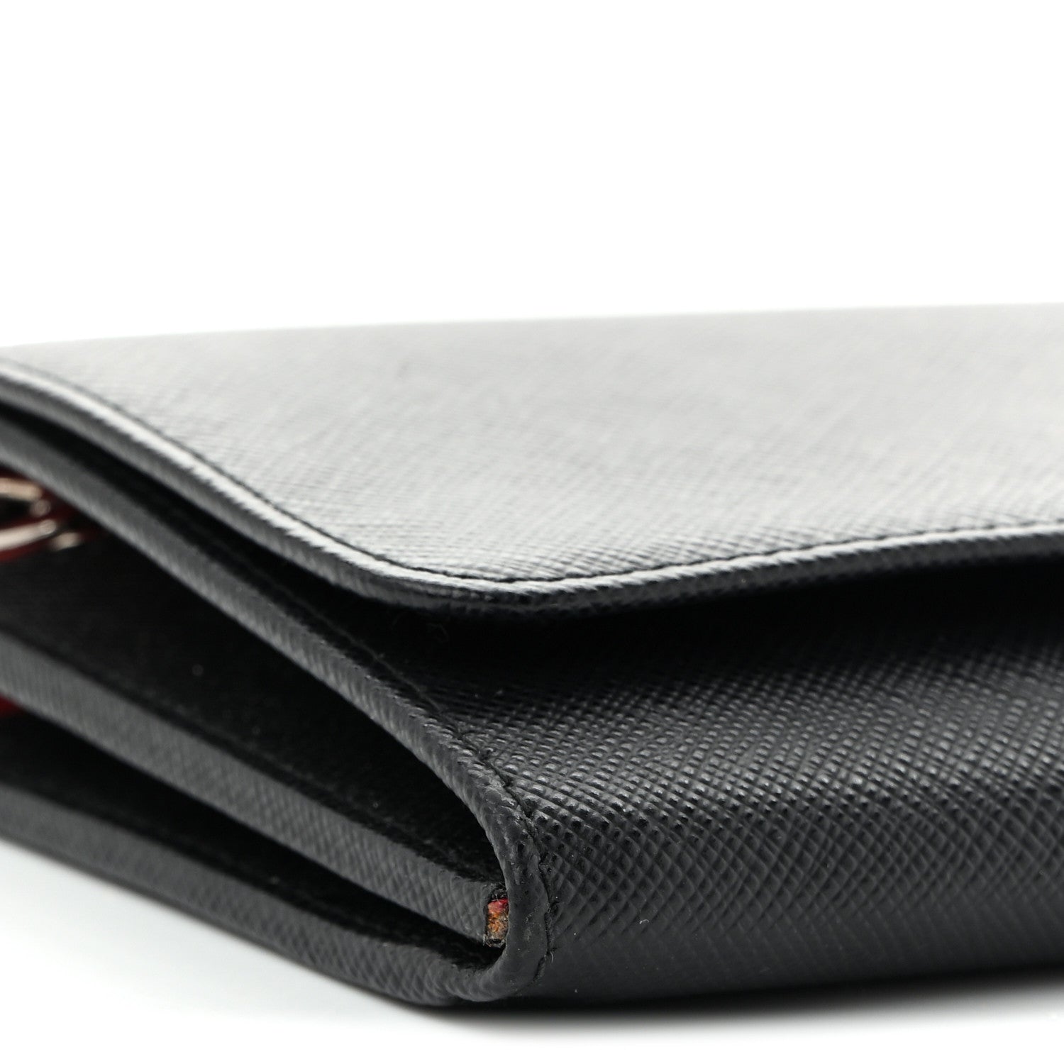 Prada Saffiano Bi-Color Wallet On Chain Black Fuoco 9 of 10
