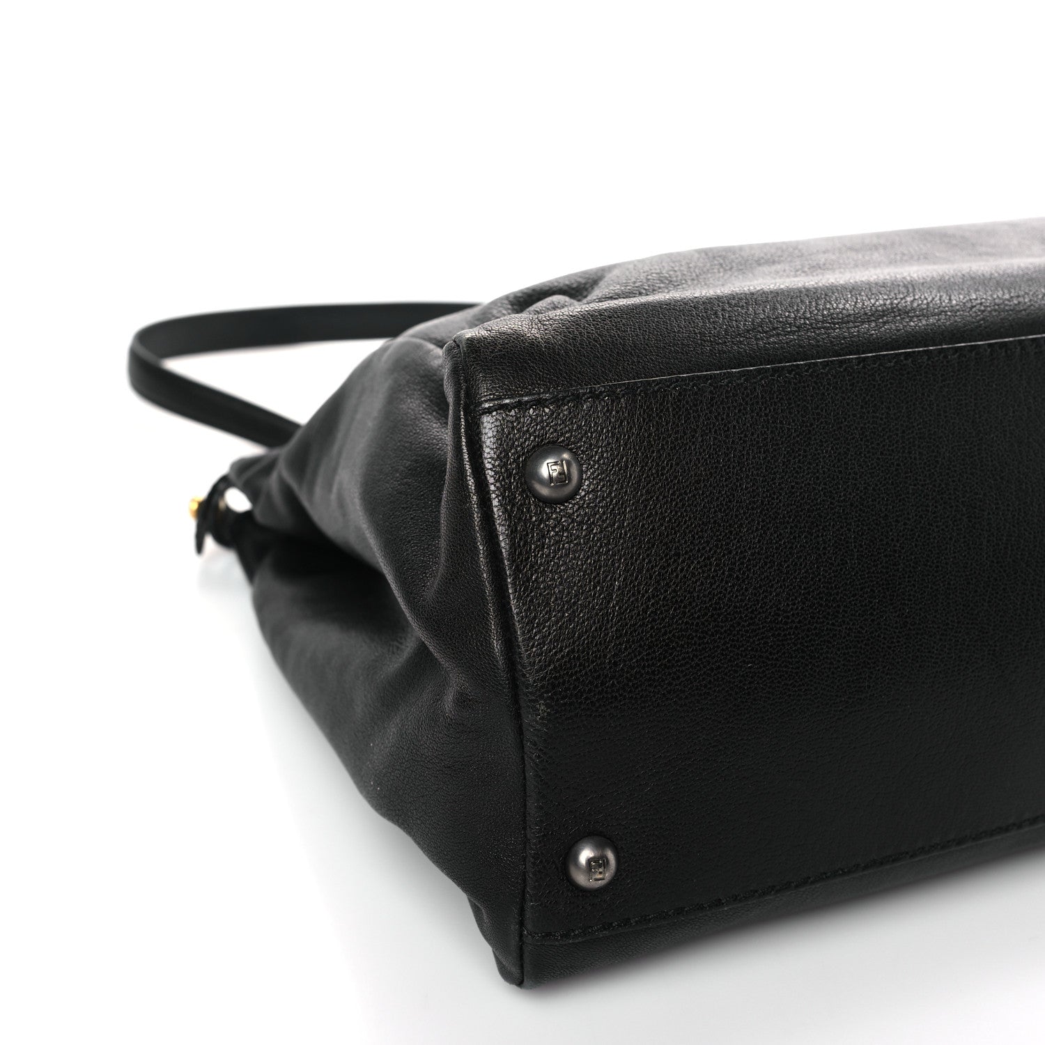 Fendi Goatskin Large Peekaboo Iconic Satchel Black Lampone 9 of 10