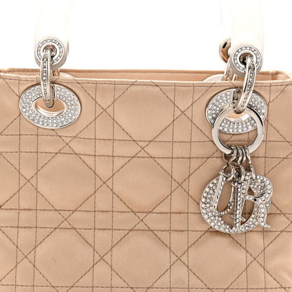Christian Dior Satin Swarovski Crystal Acrylic PVC Cannage Mini Lady Dior Beige 6 of 11