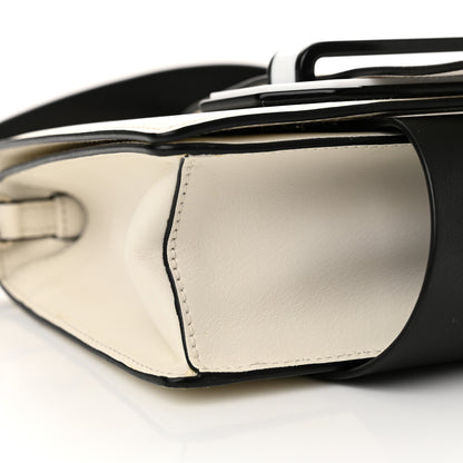 Prada City Calf Plex Ribbon Bag White Black 8 of 12