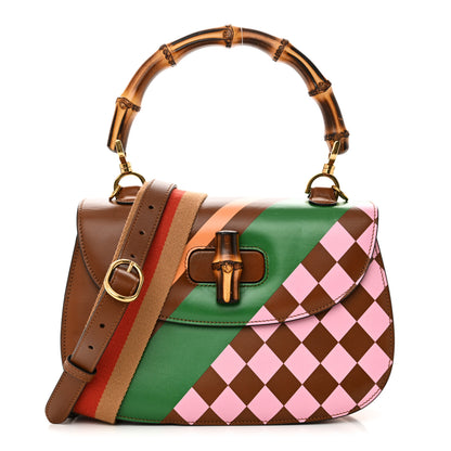 Gucci Calfskin Geometric Print Medium Bamboo 1947 Top Handle Bag Brown 1 of 10
