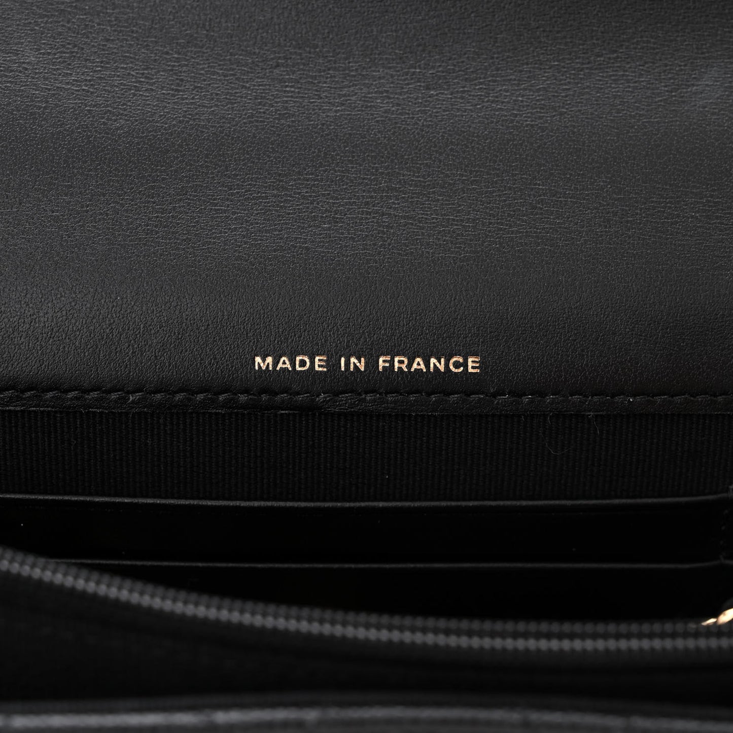 Shiny Caviar Quilted Flap Charm Wallet On Chain WOC Black