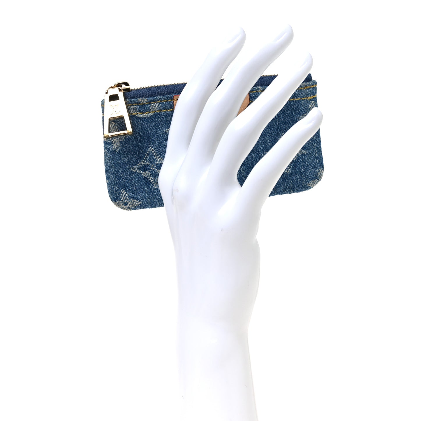 Monogram Denim Key Pouch Denim Blue