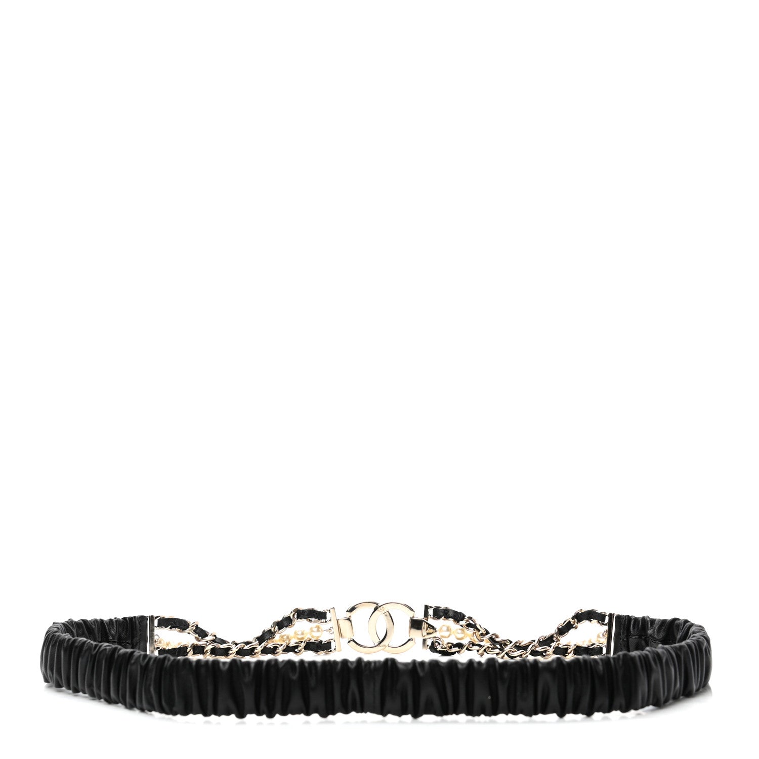 Chanel Lambskin CC Pearl Chain Belt 90 36 Black 2 of 3