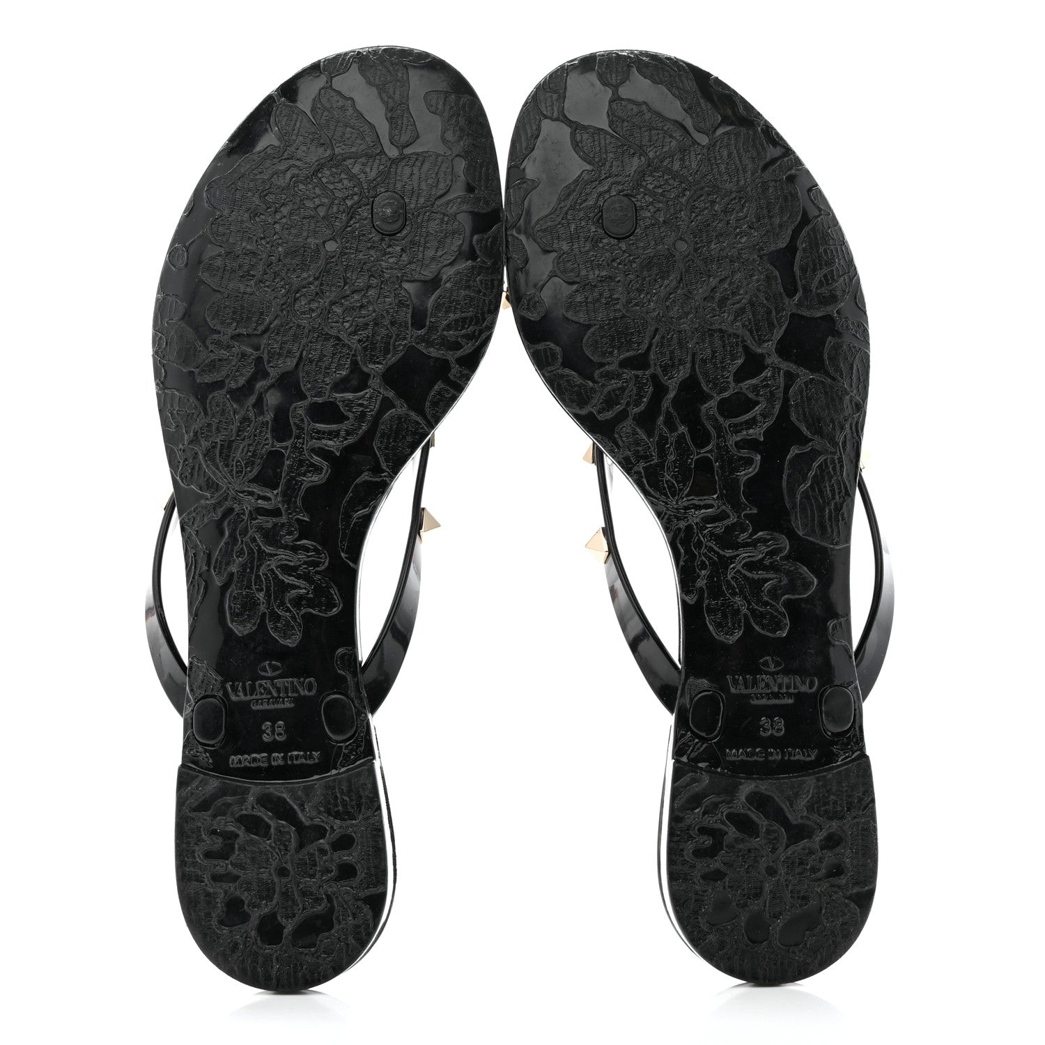Valentino Garavani PVC Jelly Rockstud Bow Thong Sandals 38 Black 5 of 7
