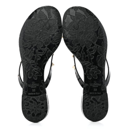 Valentino Garavani PVC Jelly Rockstud Bow Thong Sandals 38 Black 5 of 7