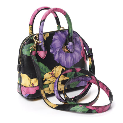 Balenciaga Smooth Calfskin Lush Floral Print XXS Ville Top Handle Bag Black Multicolor 3 of 9