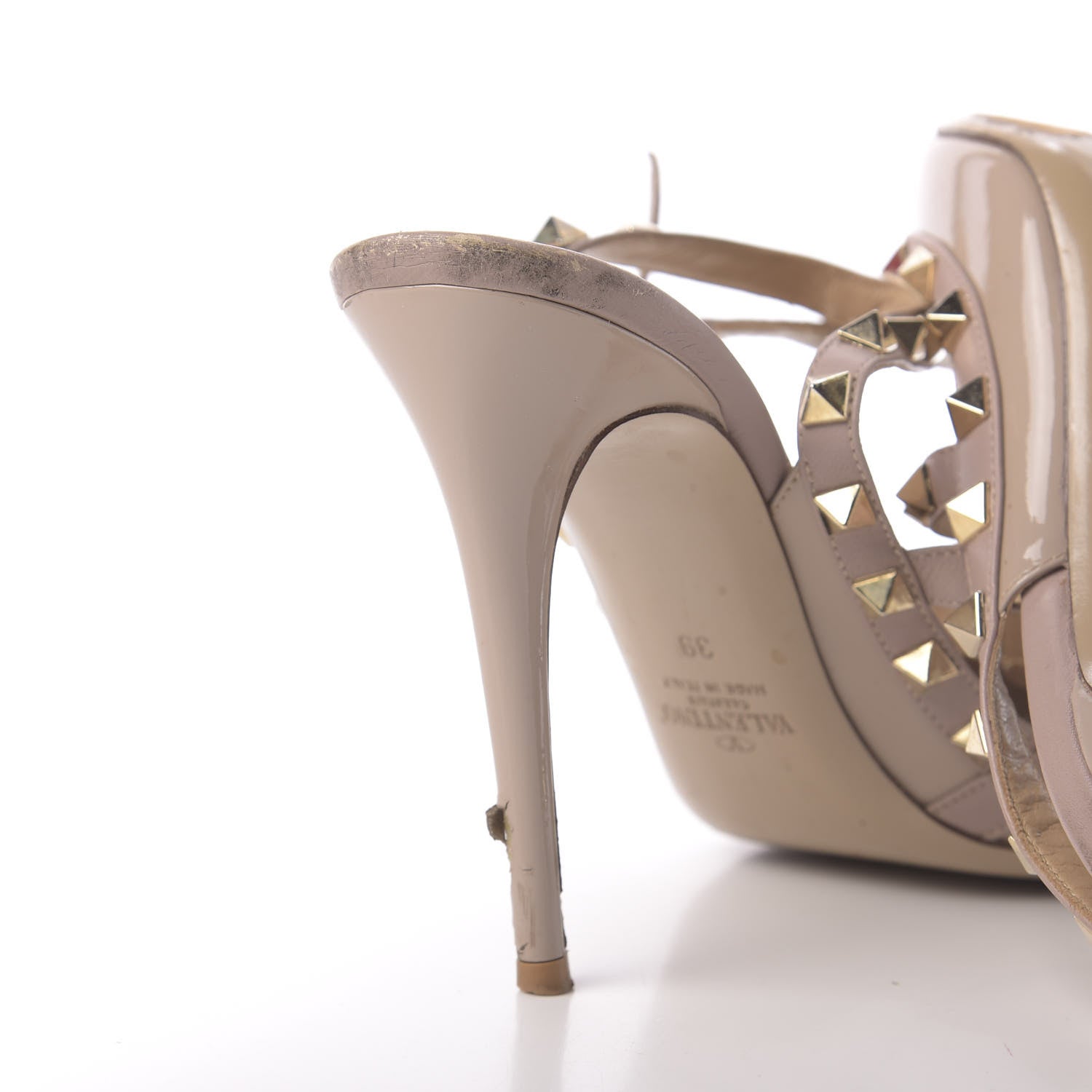 Valentino Garavani Patent Rockstud Ankle Strap Pumps 39 Poudre 9 of 12