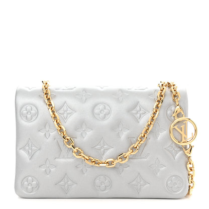 Louis Vuitton Metallic Lambskin Embossed Monogram Pochette Coussin Silver 1 of 8