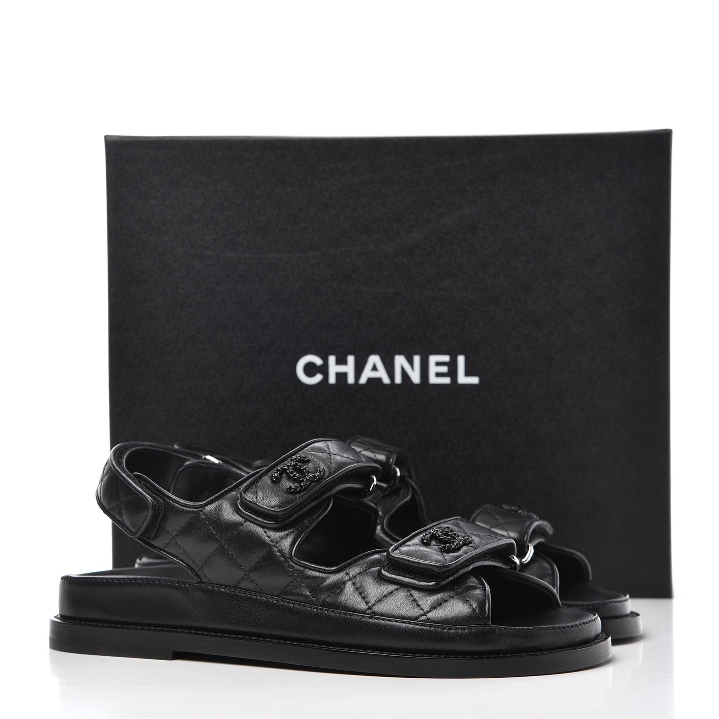 Lambskin Velcro Dad Sandals 36.5 Black