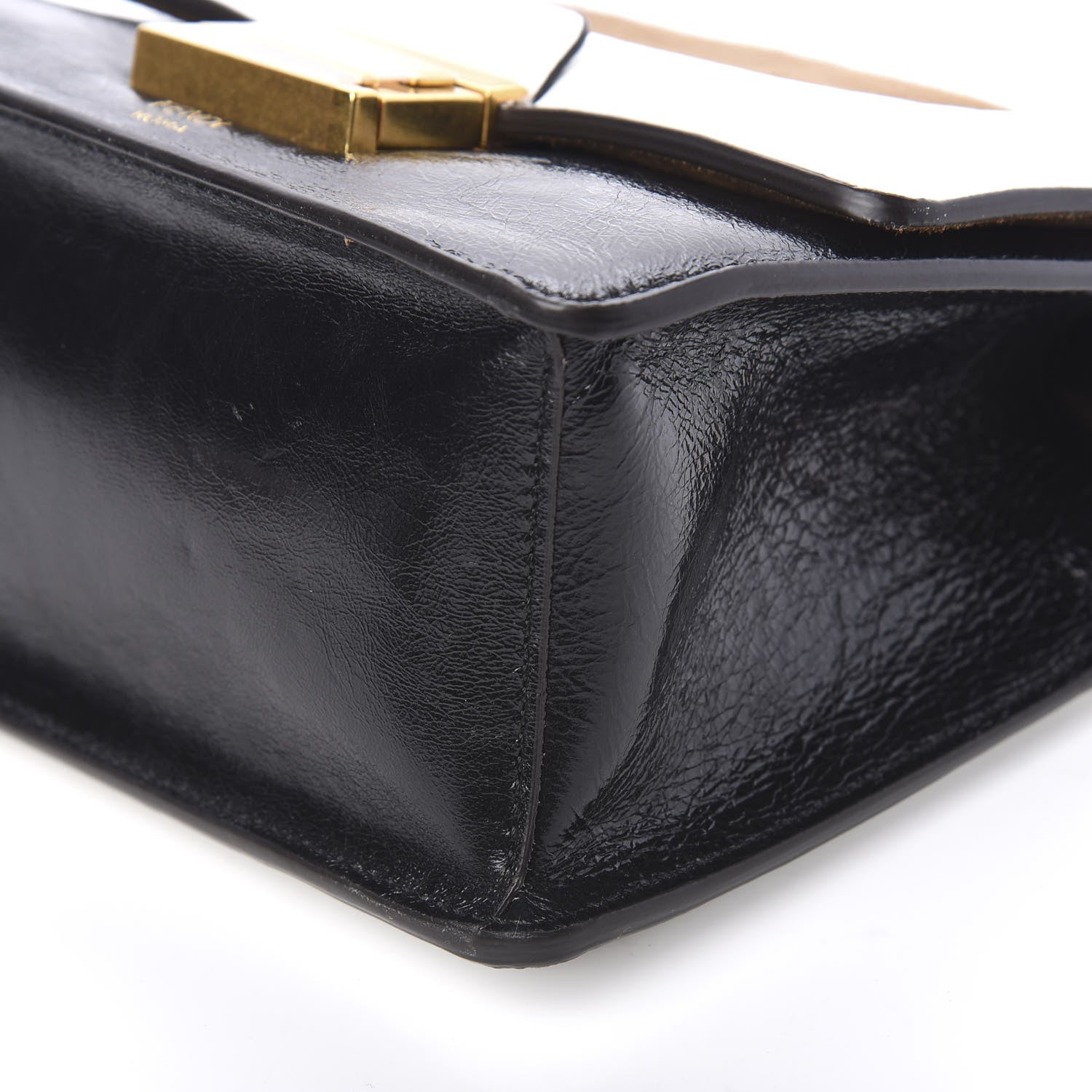 Fendi Agnello Old Shine Chamois Embossed Small Kan U Shoulder Bag Black Rovere Multicolor 7 of 8