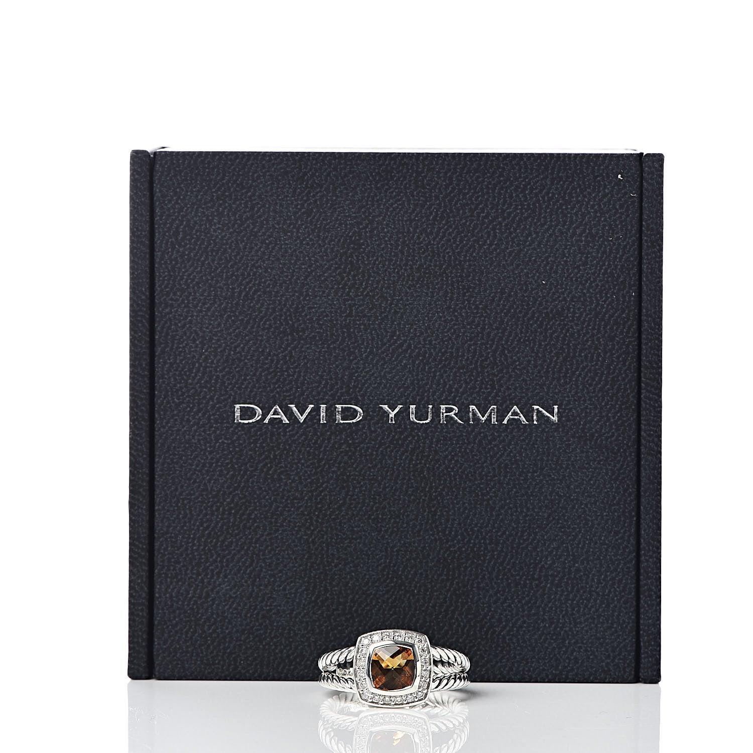 David Yurman Sterling Silver Diamond Citrine 7mm Petite Albion Ring 57 8 6 of 6