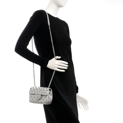 Chanel Metallic Lambskin Chevron Quilted Studded Mini Flap Silver 2 of 7