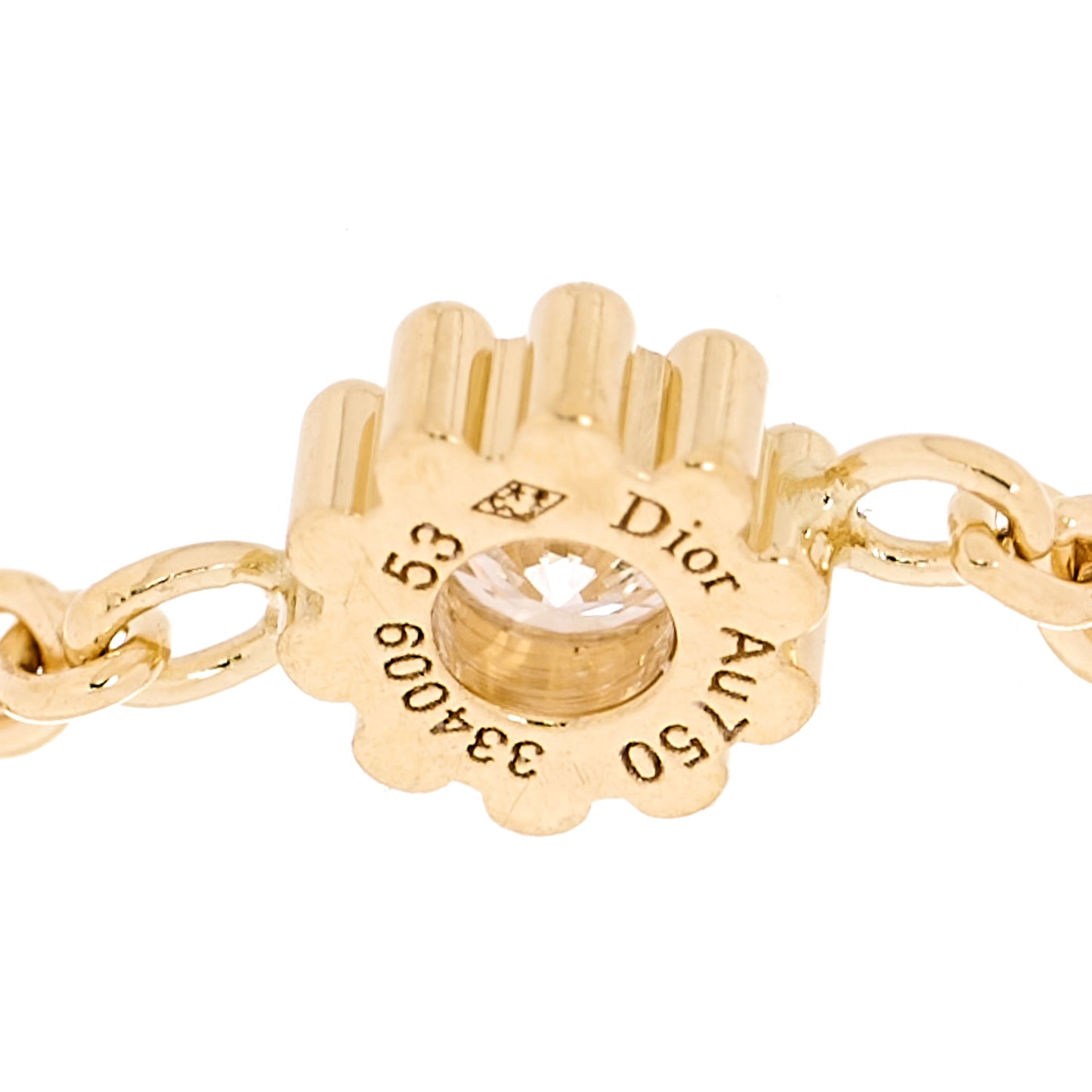 18K Yellow Gold Diamond Mimirose Chain Ring 53 6.25