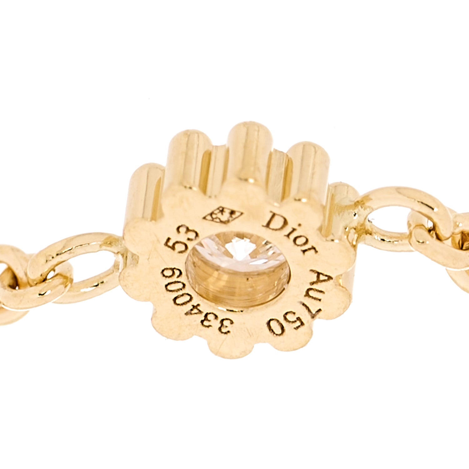 Christian Dior 18K Yellow Gold Diamond Mimirose Chain Ring 53 6.25 4 of 4