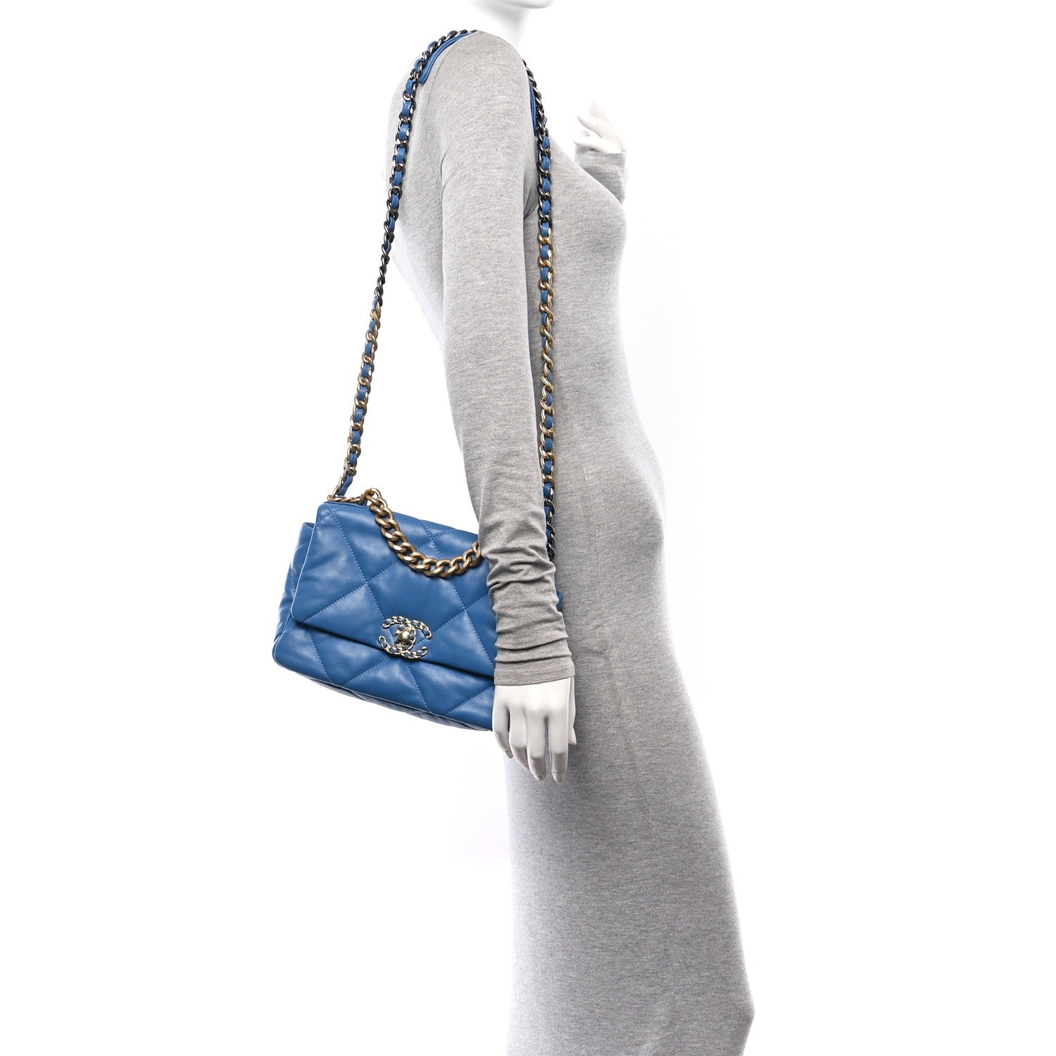 Chanel Lambskin Quilted Medium Chanel 19 Flap Blue 2 of 10