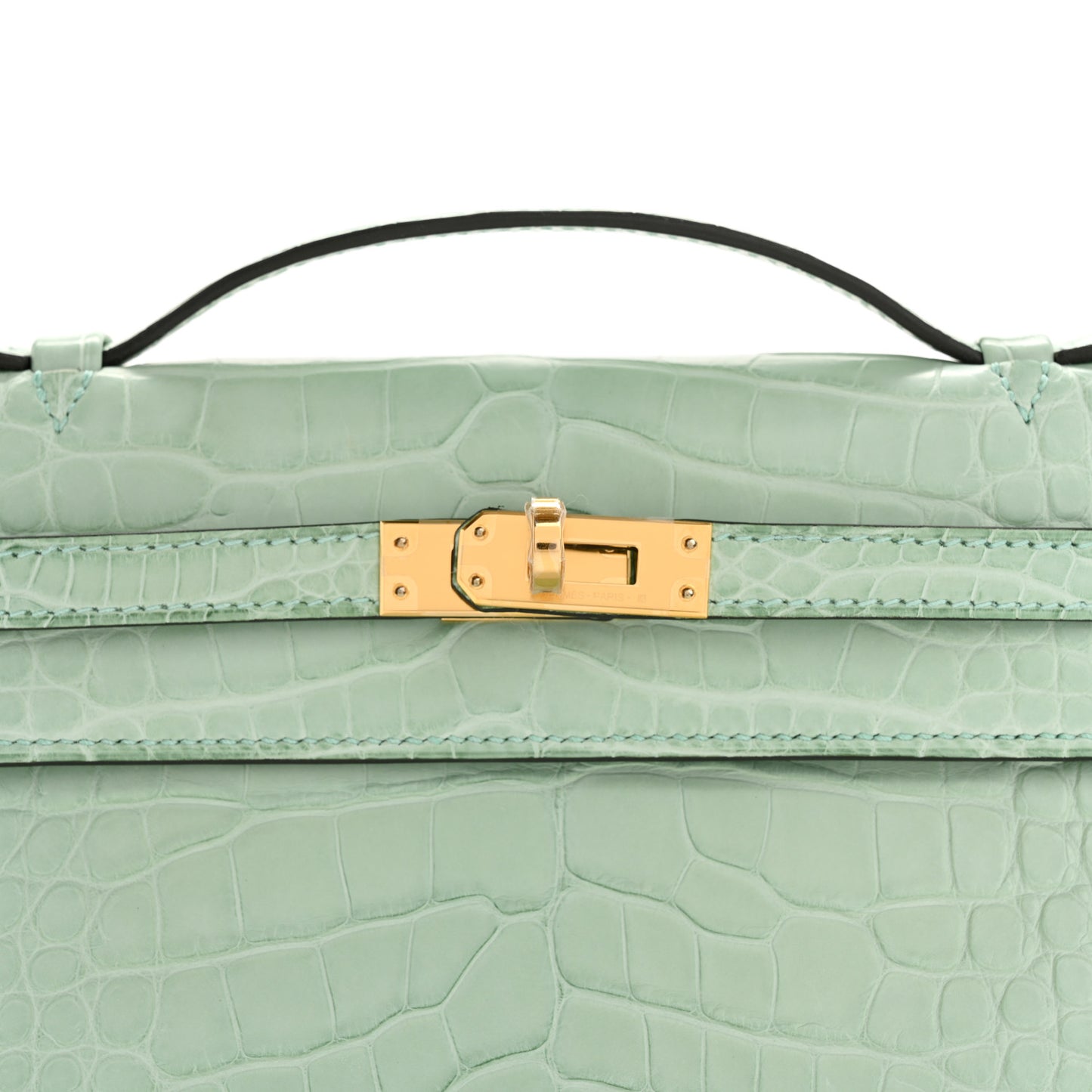 Matte Alligator Kelly Pochette Vert D'eau