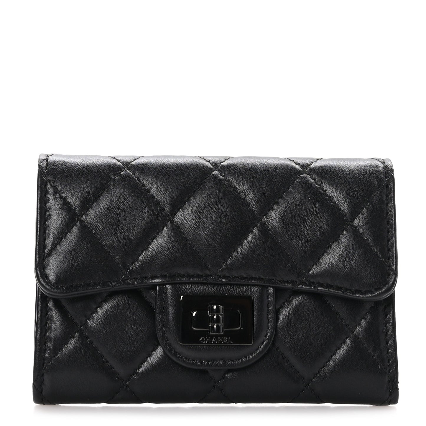 Aged Calfskin Quilted Reissue Flap Card Holder So Black