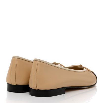 Chanel Lambskin Cap Toe CC Ballerina Flats 40 Beige Black 4 of 9