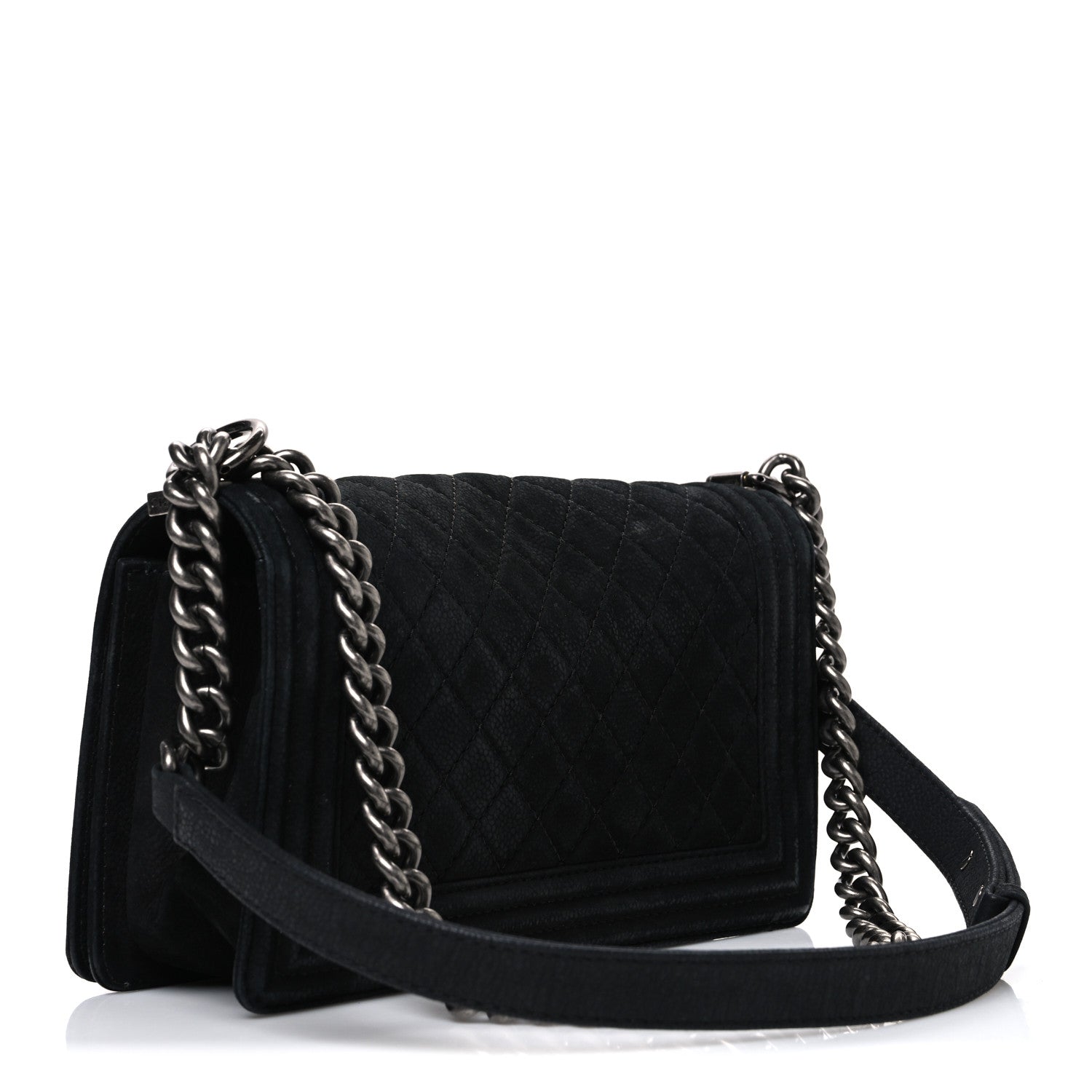 Chanel Bullskin Suede Caviar Quilted Medium Boy Flap Black 3 of 10
