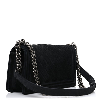 Chanel Bullskin Suede Caviar Quilted Medium Boy Flap Black 3 of 10