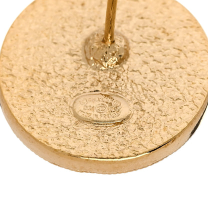 Chanel Metal Enamel CC Round Earrings Gold Black 4 of 4