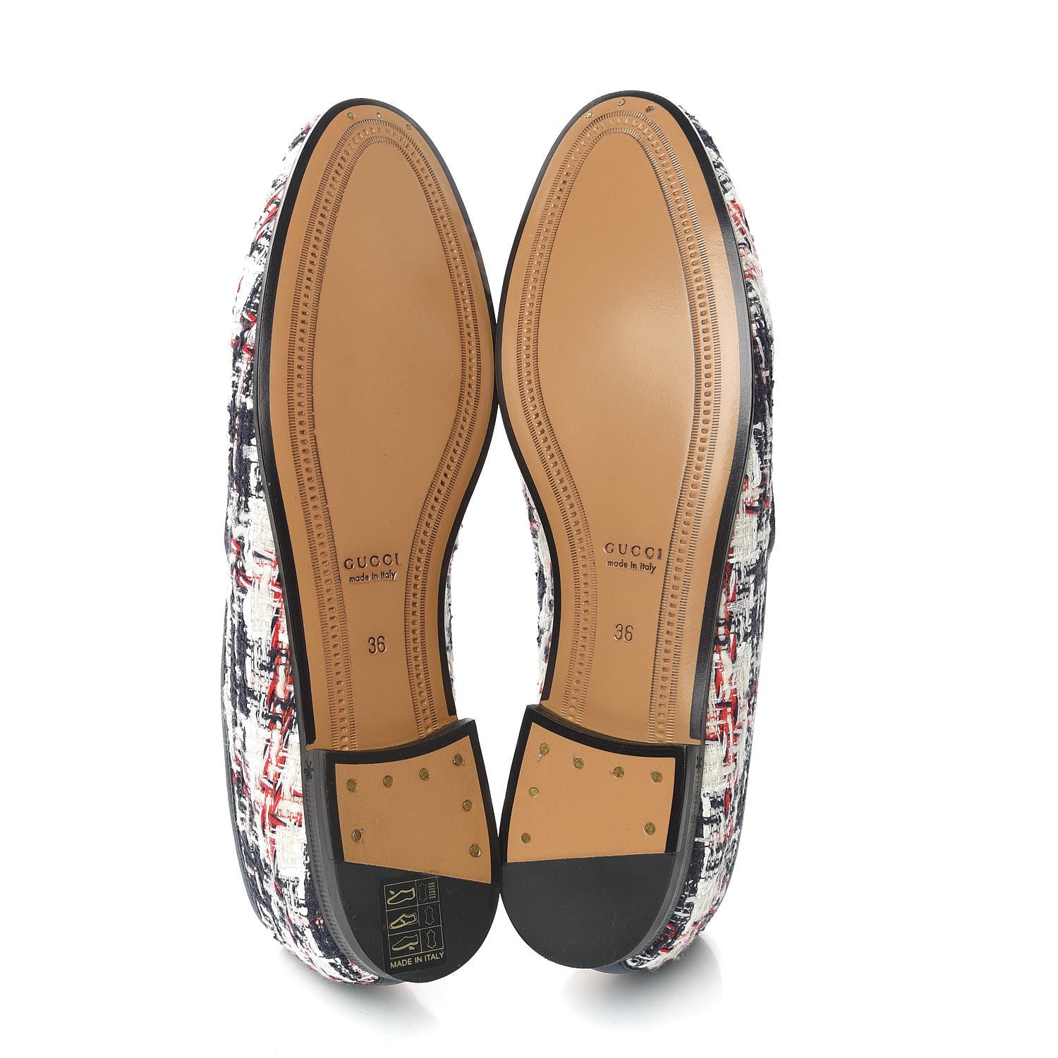 Gucci Tweed Check Horsebit Womens Jordaan Loafers 36 Gardenia Ink Blue Agata 5 of 8