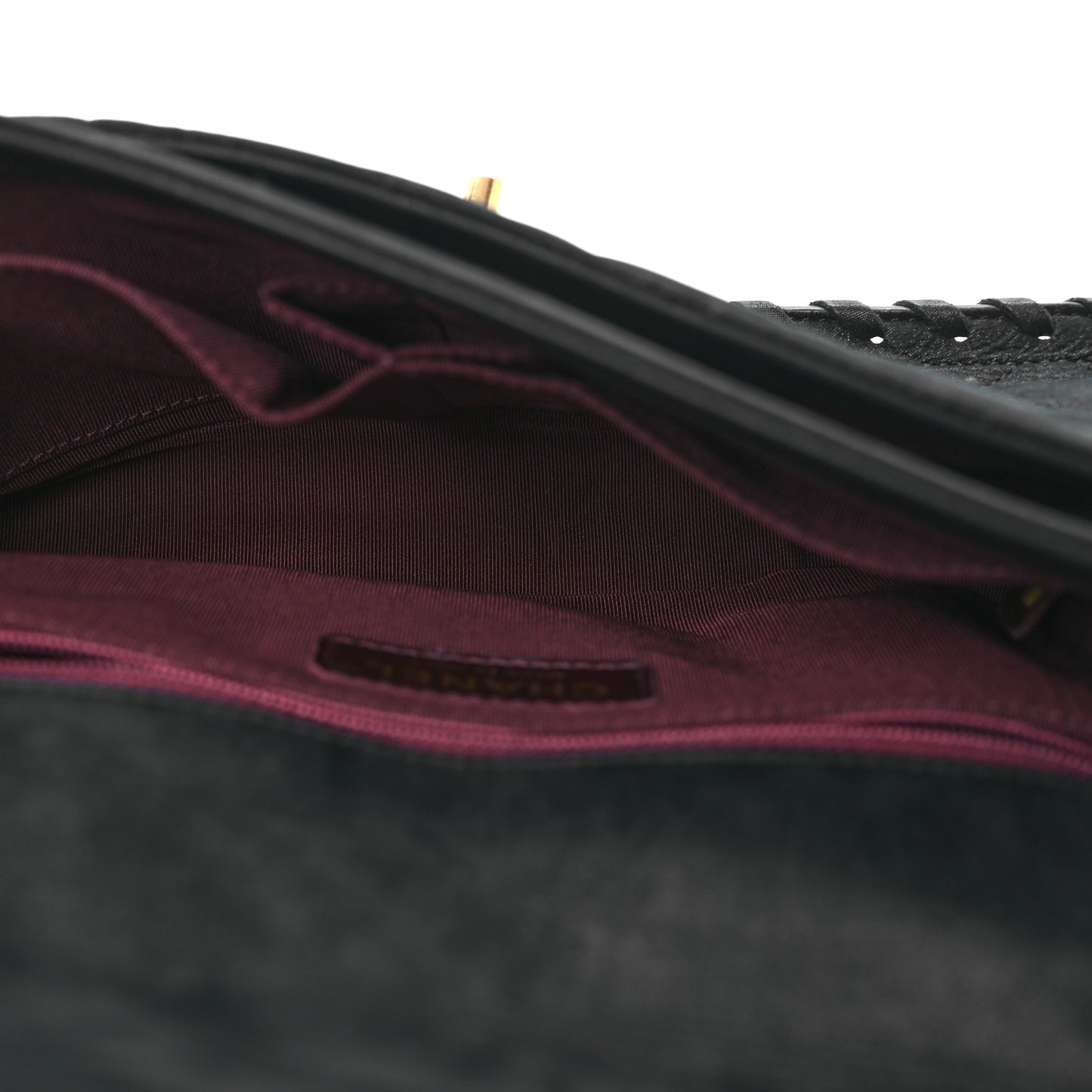 Iridescent Calfskin Small Happy Stitch Flap Black