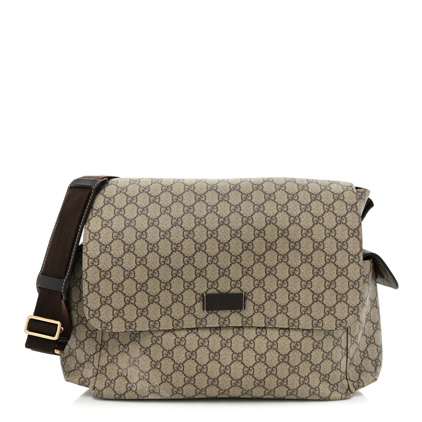 GG Plus Monogram Messenger Diaper Bag Dark Brown