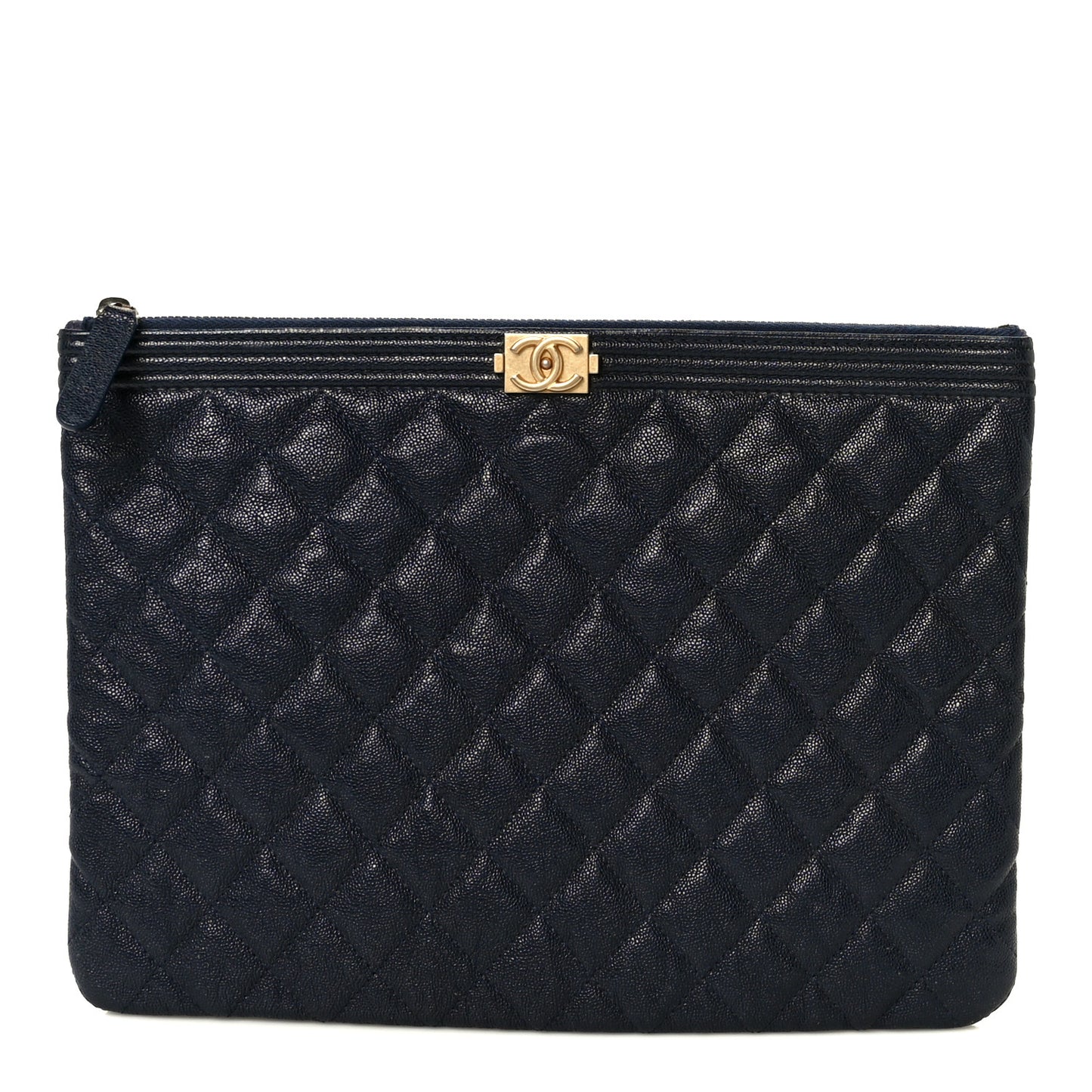Caviar Quilted Medium Boy Cosmetic Case Navy