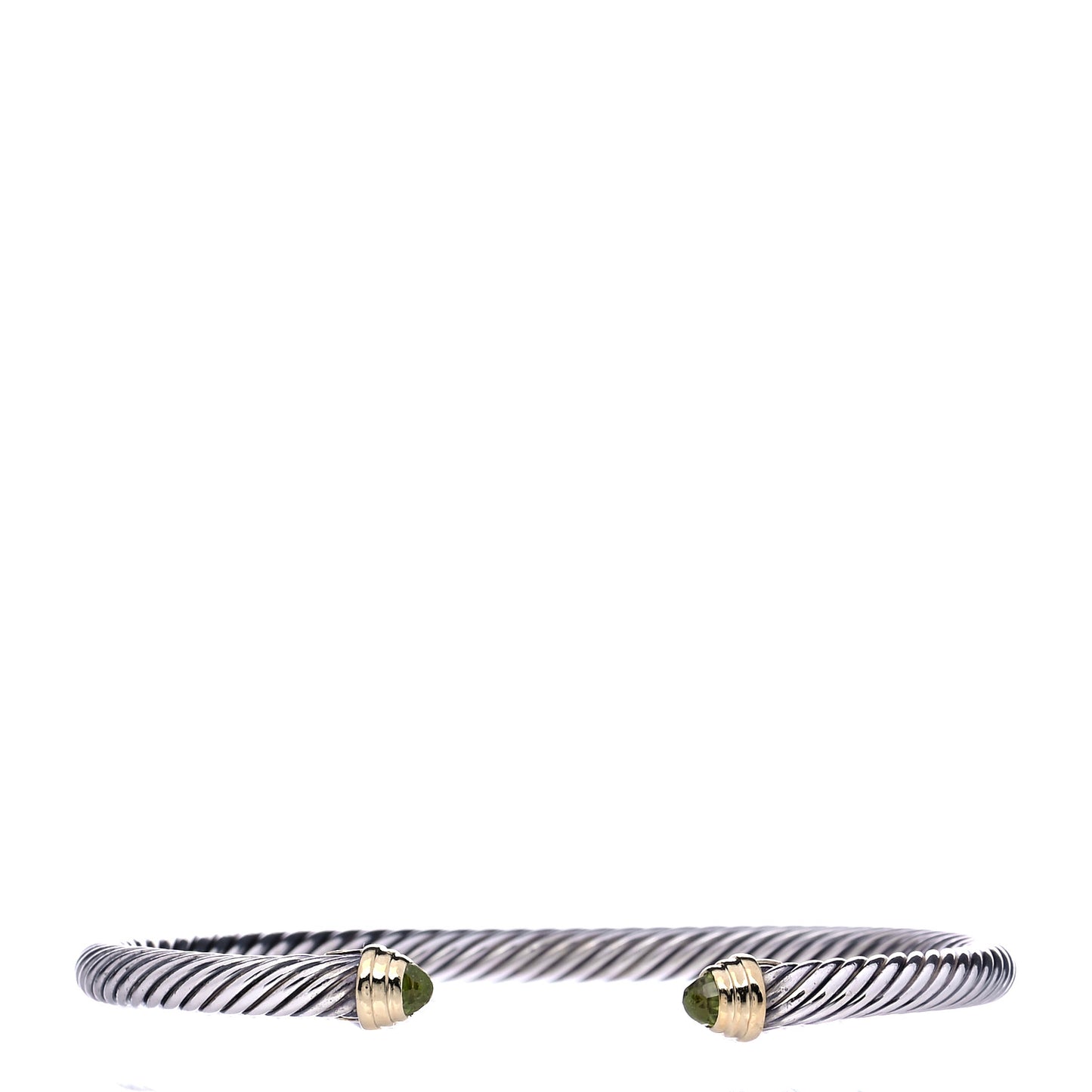 Sterling Silver 14K Yellow Gold Peridot 4mm Cable Kids Birthstone Bracelet