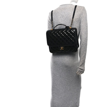 Chanel Patent Quilted Large School Memory Top Handle Flap Black 2 of 11