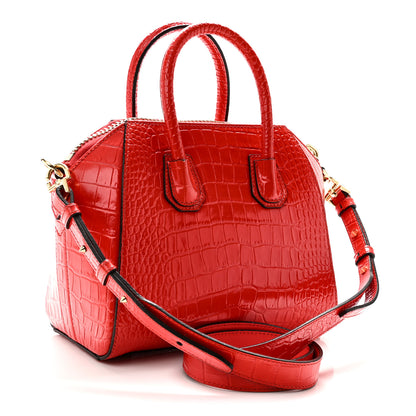 Givenchy Calfskin Crocodile Embossed Mini Antigona Red 3 of 10