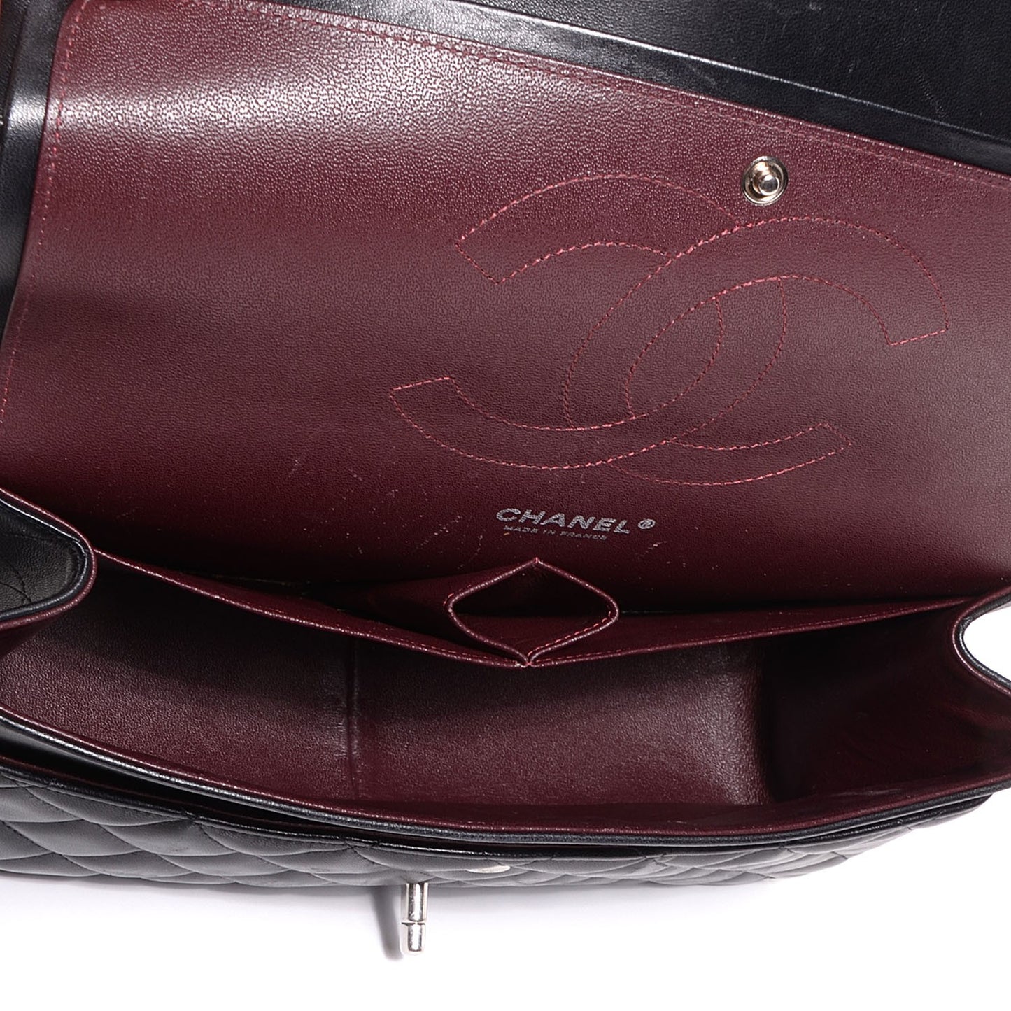 Lambskin Quilted Jumbo Double Flap Black