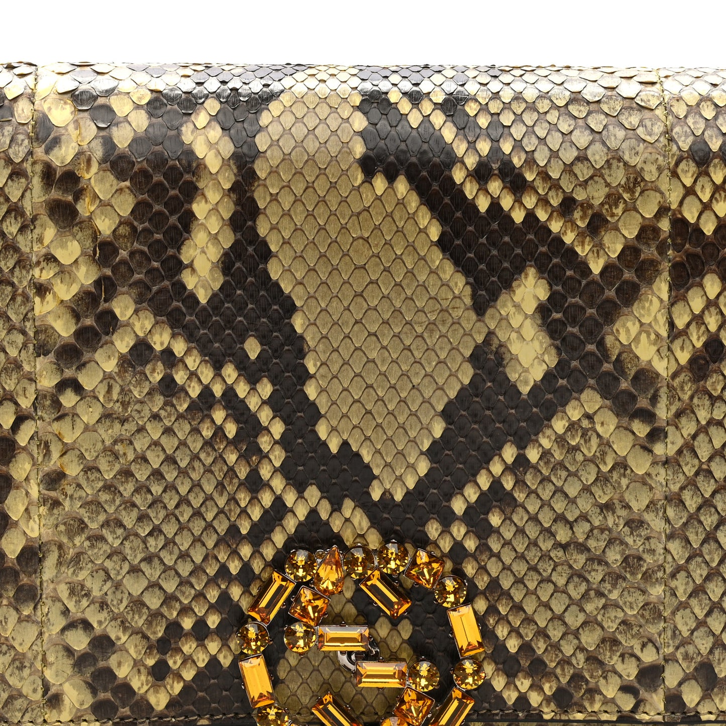 Snakeskin Crystal GG Broadway Shoulder Bag Yellow