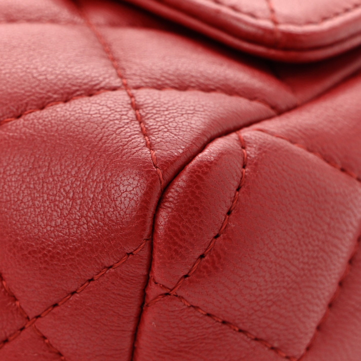 Lambskin Quilted Flap Cosmetic Case Red