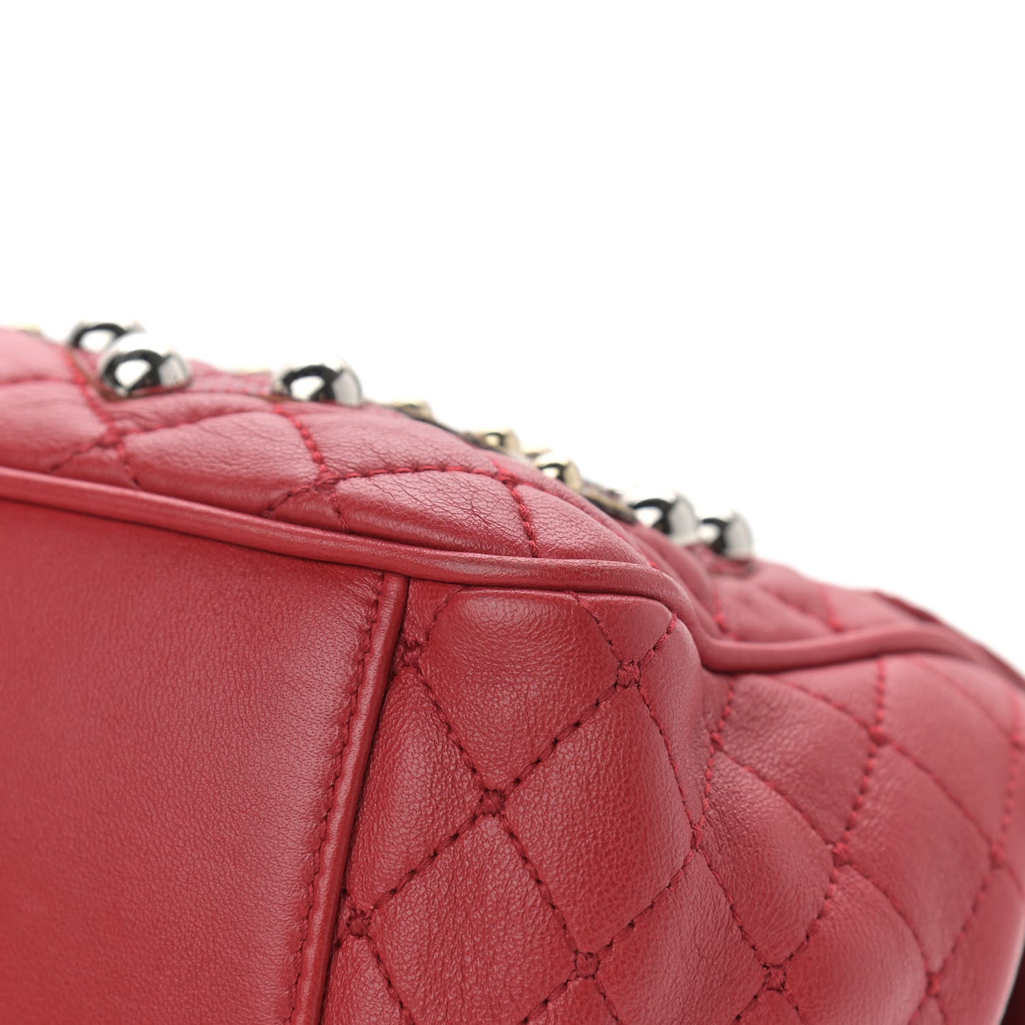 Lambskin Watersnake Embellished Lucia Shoulder Bag Red