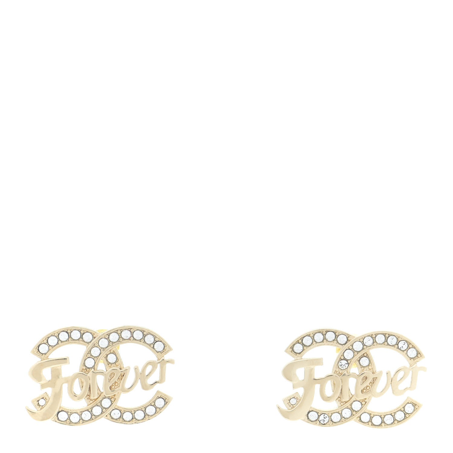 Chanel Crystal CC Forever Earrings Gold 1 of 5