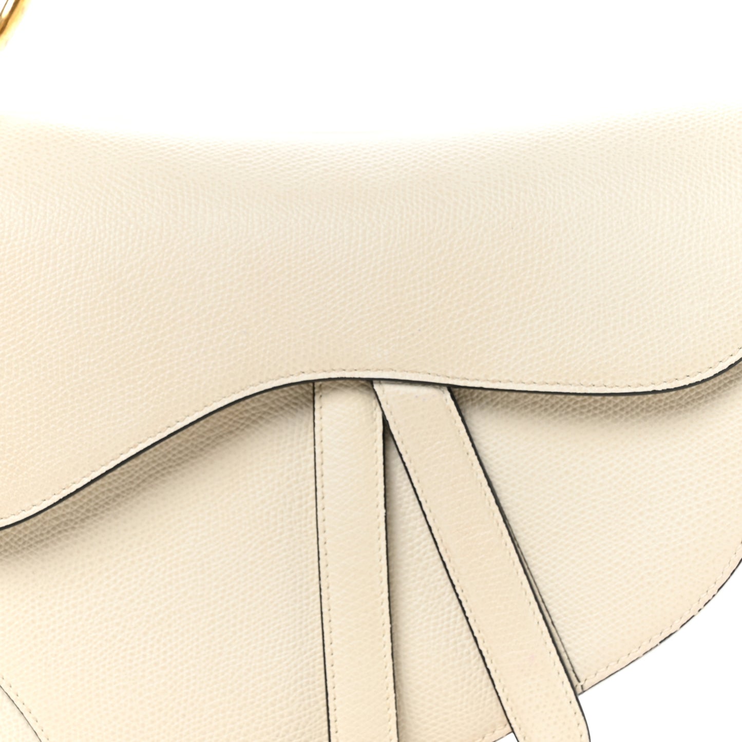 Grained Calfskin Saddle Bag White