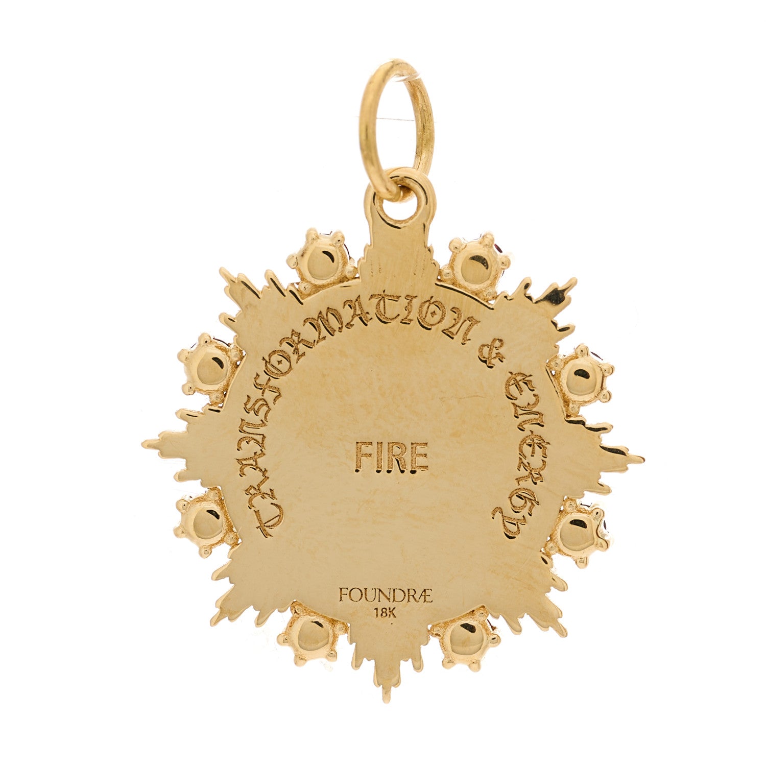 Foundrae 18K Yellow Gold Garnet Fire Astrology Medallion Pendant 3 of 3