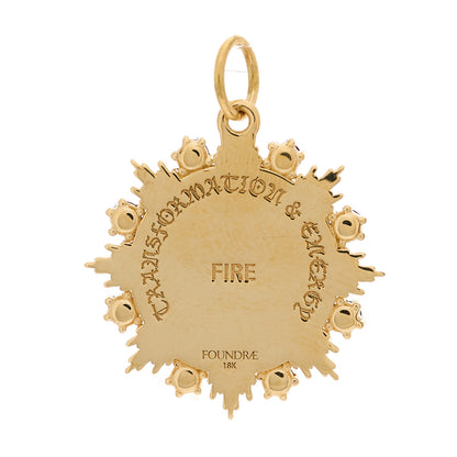 Foundrae 18K Yellow Gold Garnet Fire Astrology Medallion Pendant 3 of 3